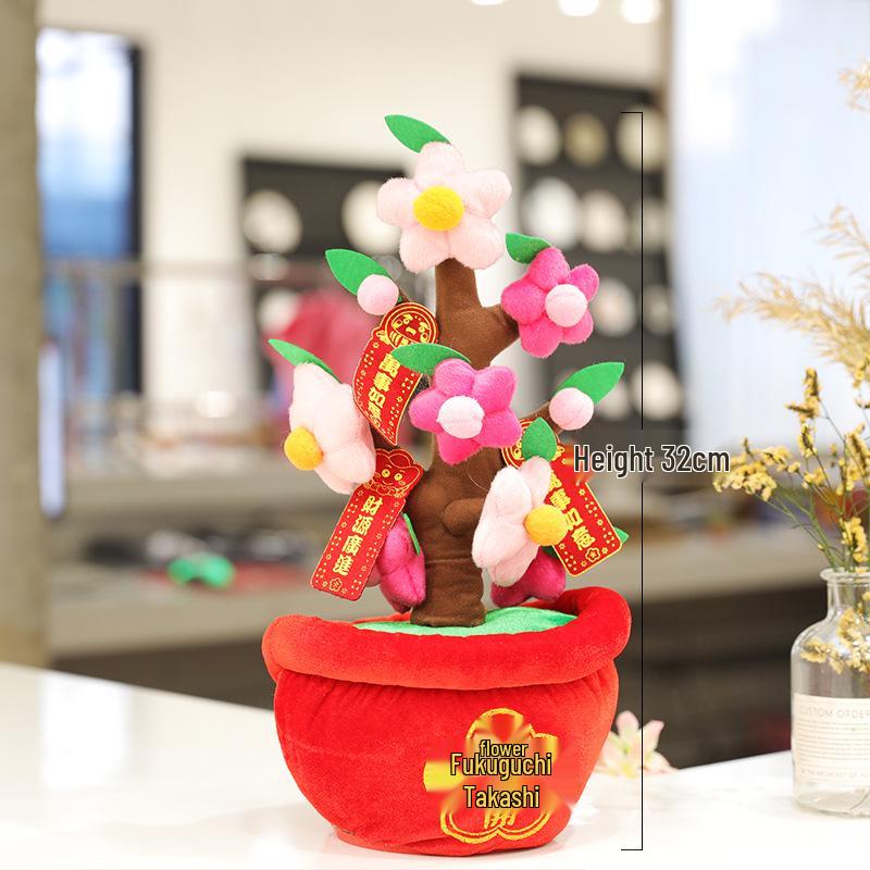 2026 New Year Desktop Ornament: Orange Tree & Peach Blossom Scene Decor for New Year's Day and Spring Festival.