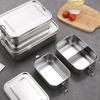 Durable Stainless Steel Bento Box Large Capacity Leakproof Lunch Box with Lid Square Food Storage Container Outdoor