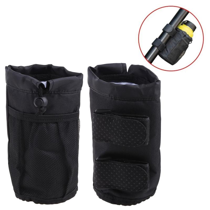 Zusammenklappbarer Fahrrad-Campbecher-Getränkehalter mit Netztaschen und Klettbändern, Verstellbare Becherhaltertasche für Mountainbike