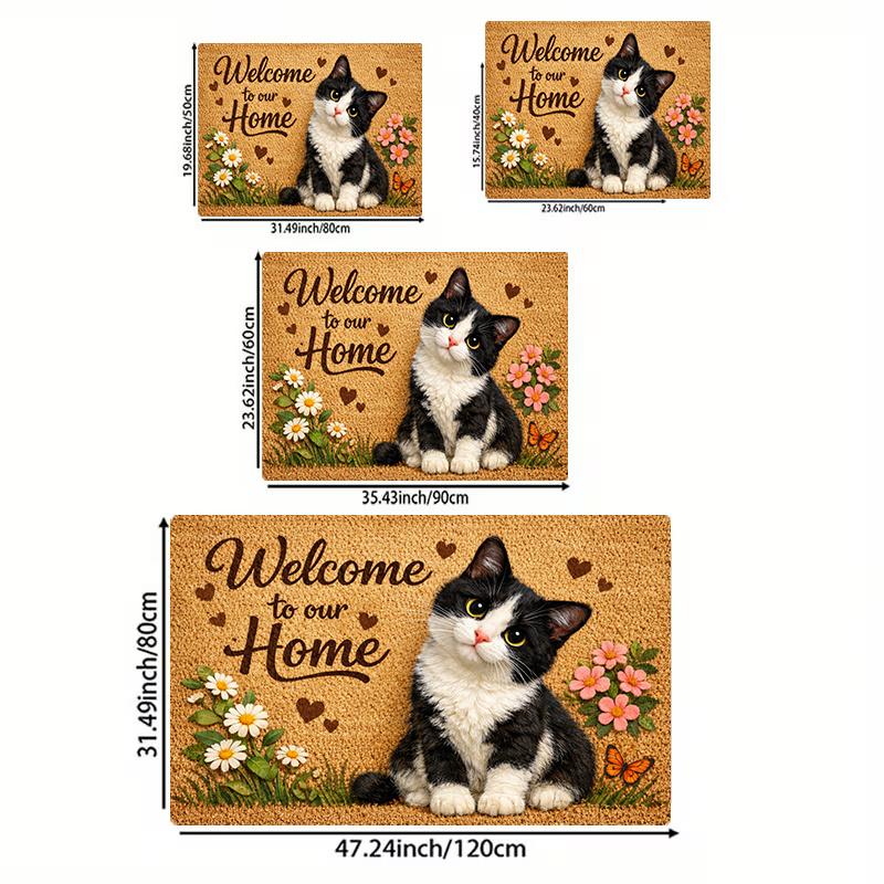1Pcs Anti Fatigue Door Rugs, Cat Print Waterproof Non-Slip Thick Cushioned Door Mat Heavy Duty Comfort Standing Mat for Door
