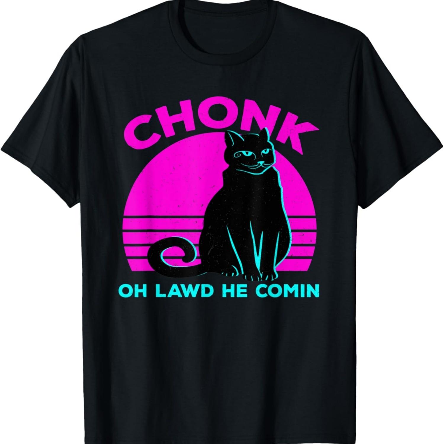 Chonk Cat Retro Funny Cat Scale Meme Vaporwave Cats Memes T-Shirt S