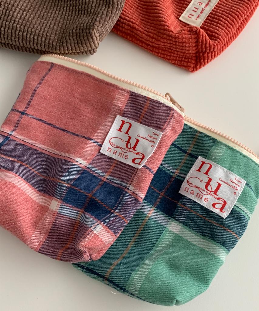 Nuaname Blanket Vintage Check Pouch 2 Colors