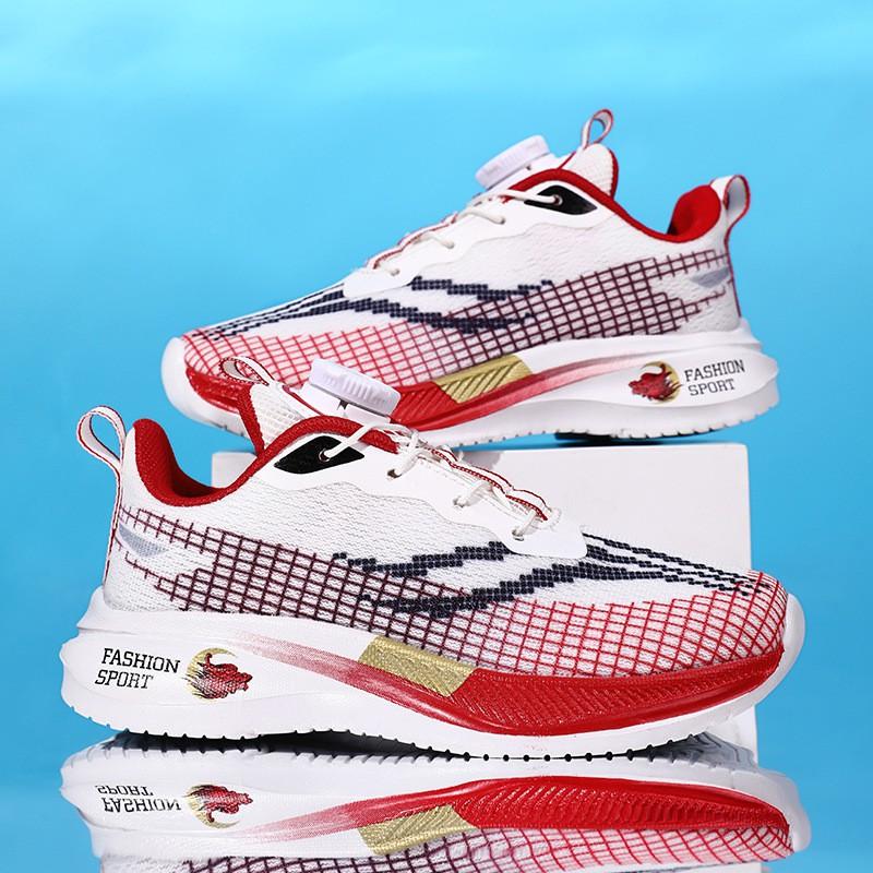 Kids Running Shoes Boys Lightweight Breathable Mesh With Carbon Plate Support Non-Slip Wear-Resistant Outdoor Indoor Sport