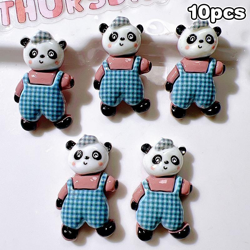 10 Stück Harz Bunt Niedlich Panda Hase Bär Pinguin Hund Flache Rückseite Stein Cartoons Sammelalbum Figurinen DIY Dekor Zubehör Bastelbedarf