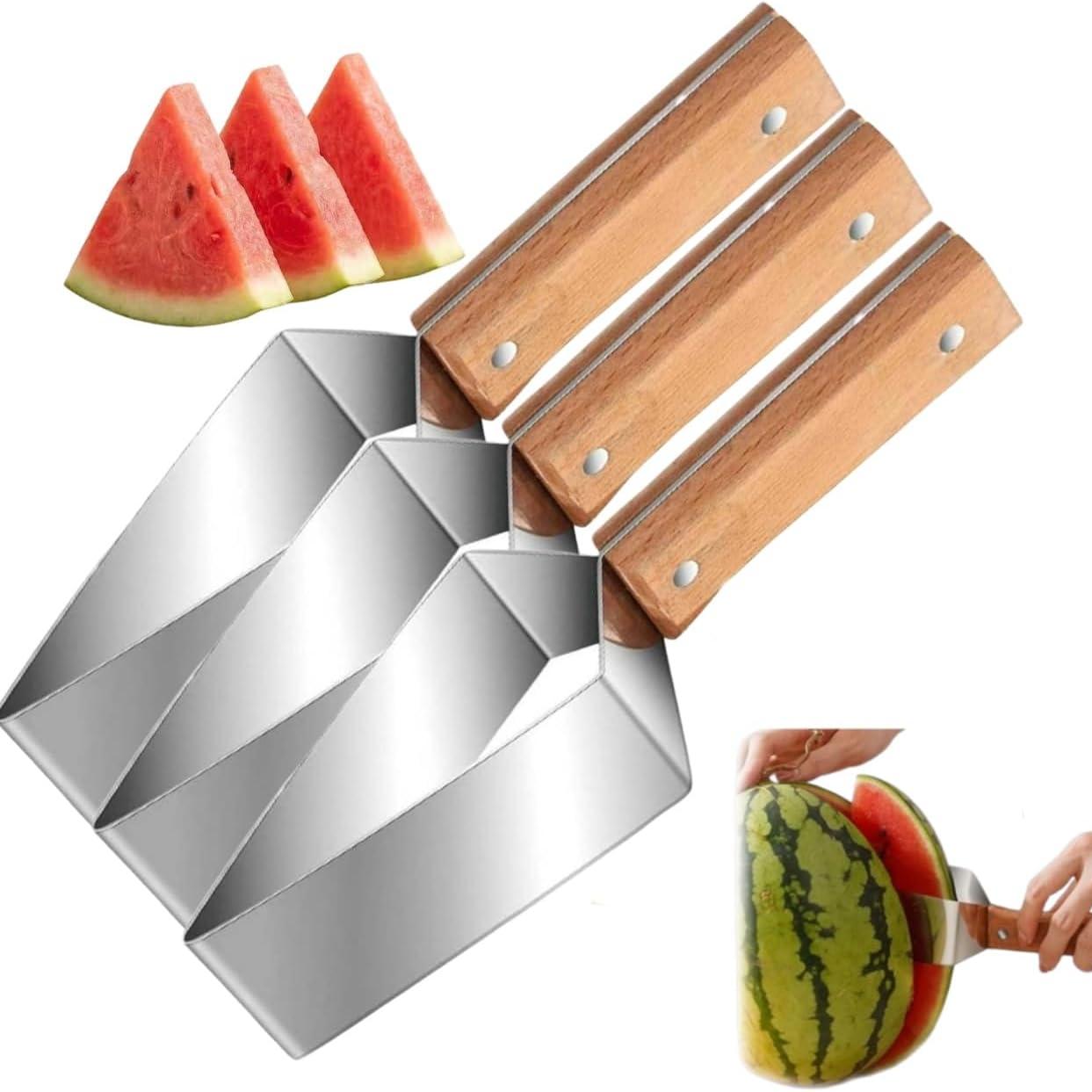 

Stainless Steel Watermelon Cutter Slicer Tool Fast Cube Cutting Fruit Tool For Watermelon Cantaloupe (3pcs)