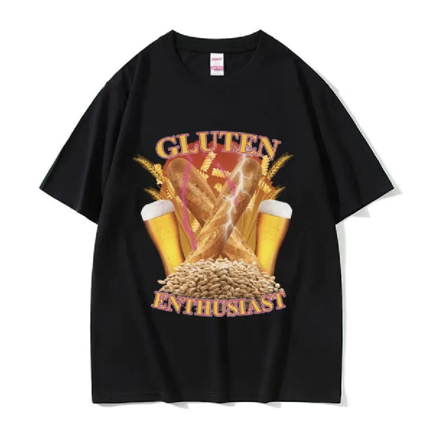 

Funny Gluten Enthusiast Meme Graphic T Shirt Men s Fashion Cotton Short Sleev T-shirts O-Neck Loose Oversized T-shirt Streetwear XXXXXL чорний