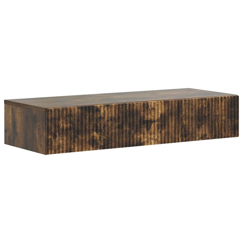Wall Mounted Side Table Smoked Oak Wood Based Material