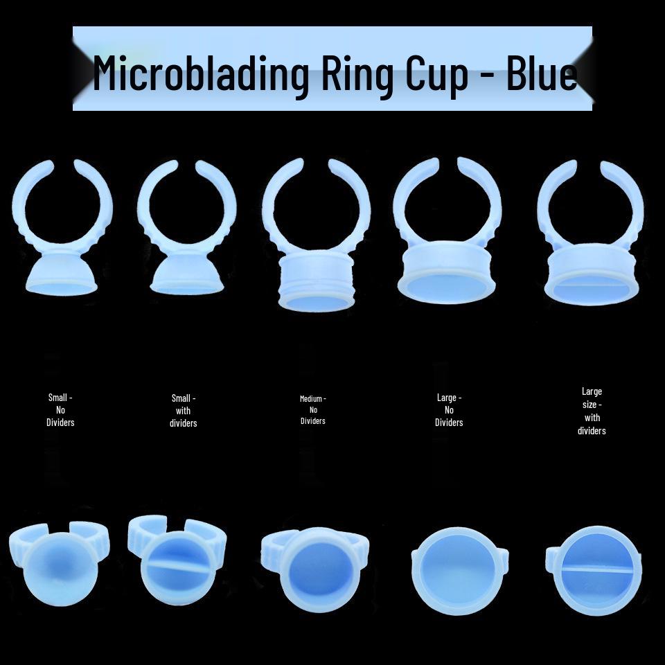 

Eyelash and Tattoo Pigment Ring Cups, Large & Small Sizes, 100 pcs/bag Large without divider (100 pcs/bag) синий