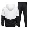 Men's Patchwork Color Block Hooded Jacket & Athletic Set for Spring/Autumn