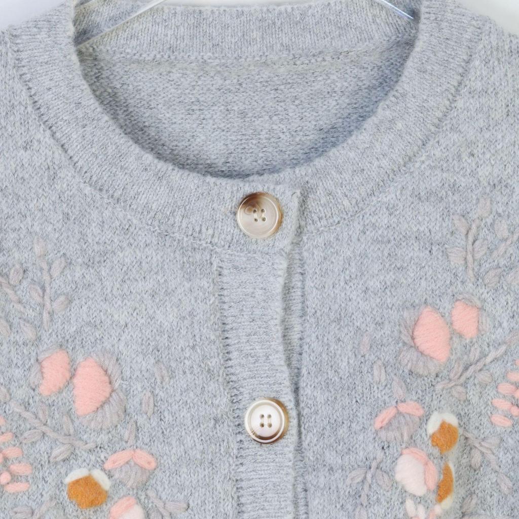 Yang Mi-Inspired Floral Embroidered Knit Cardigan: Korean Style Autumn/Winter Fashion Sweater for Women