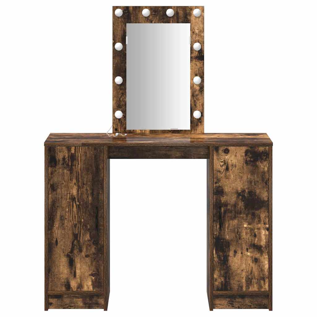 Makeup Table with Storage Brown 102 x 33 x 135 cm Particleboard
