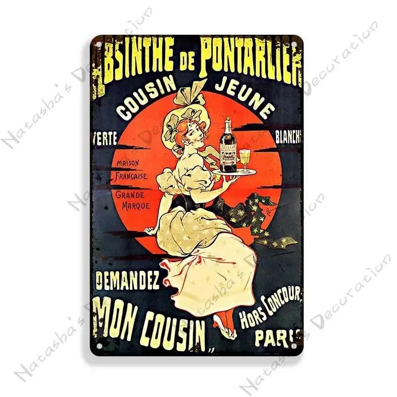 DORA Tin Sign Absinthe Metal Tin Sign Beer Brand Metal Signs Wall Plate Vintage Metal Plaque Man Cave Home Plate Wall Industrial Decor