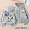 Boys Girls Spring Autumn Snoopy Cartoon Zipper Hooded Coat Kids Long Sleeve Casual Hooded Sweatshirt Printed Daily Zip Top