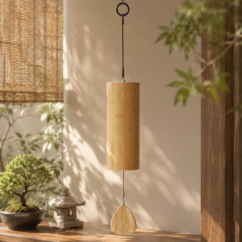 Bamboo Wind Chimes Deep Tone Wooden Hanging Bell Door Wind Bell Outdoor Garden Home Room Decoration Pendant