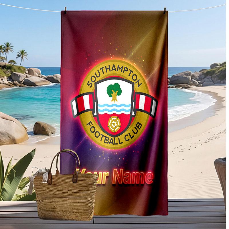 Southampton FC Personalisiertes Bedrucktes Strandtuch Fußballlogo Unterstützung Benutzerdefinierter Name Text Absorbierendes Handtuch Für Sport Reisen Besonderes Geschenk
