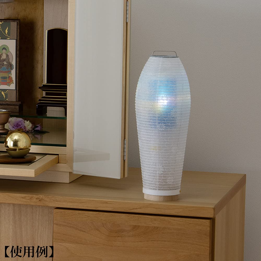 Buddhist Altar Shop Takita Shoten Bon Festival Lantern Mini New Bon Festival White Lantern LED Cordless Rotating Lantern Tokage Monten Height 28cm X