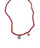 Sk8Er Rock Dice Heart Pearl Rondelle Necklace ((Red))