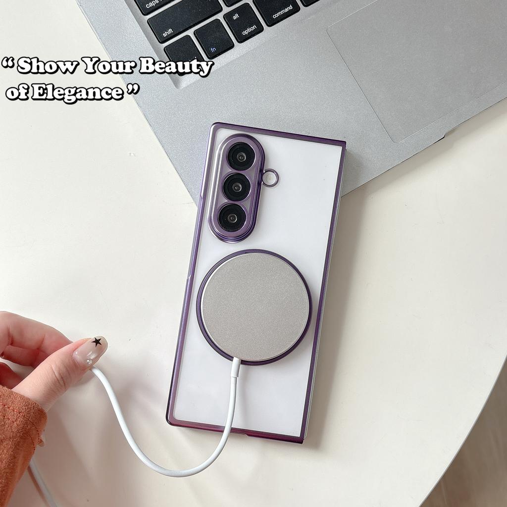 360 Rotating Magnetic Stand Hinge Tempered Glass Film Case for Samsung Galaxy Z Fold 8 7 6 5 4 for Magsafe Shockproof Slim Cover