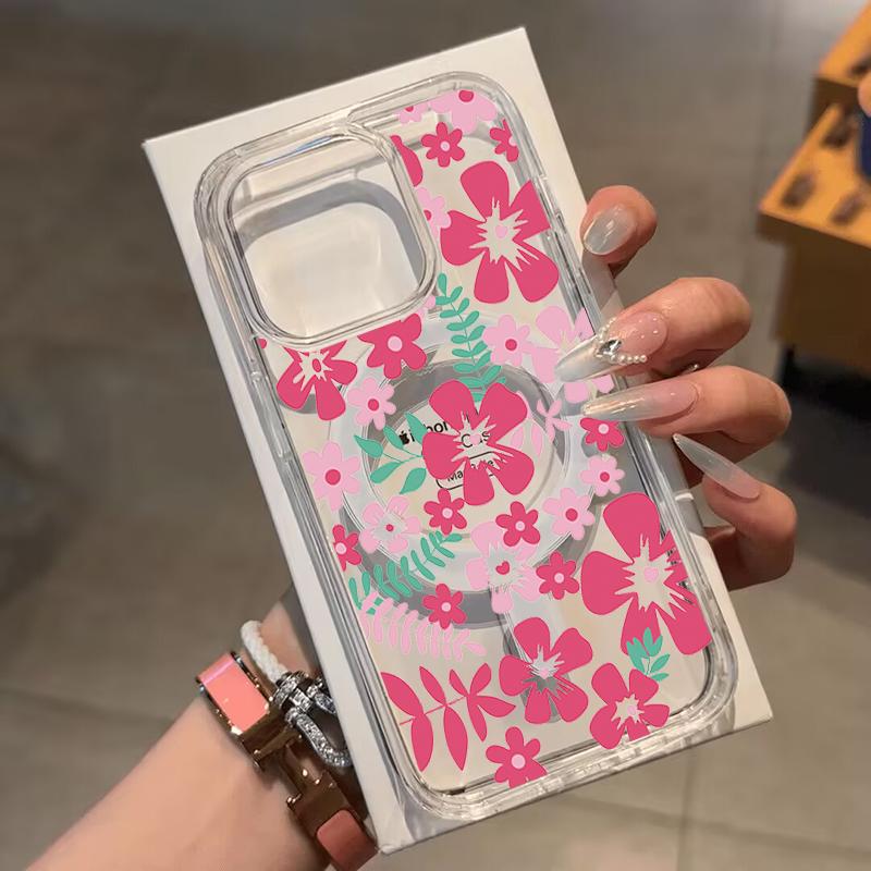 For Magsafe Colorful Flower Phone Case For Iphone 17 Air 16 15 13 12 11 Pro Max 16E Mini 14 Plus Magnetic Wireless Charge Cover