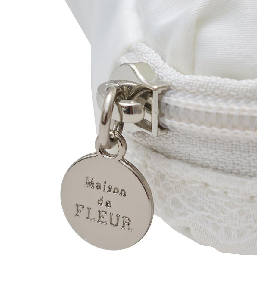 Maison De FLEUR Lace Frill Pouch, White, Size F, PouchDrawstring Bag, 08000503100
