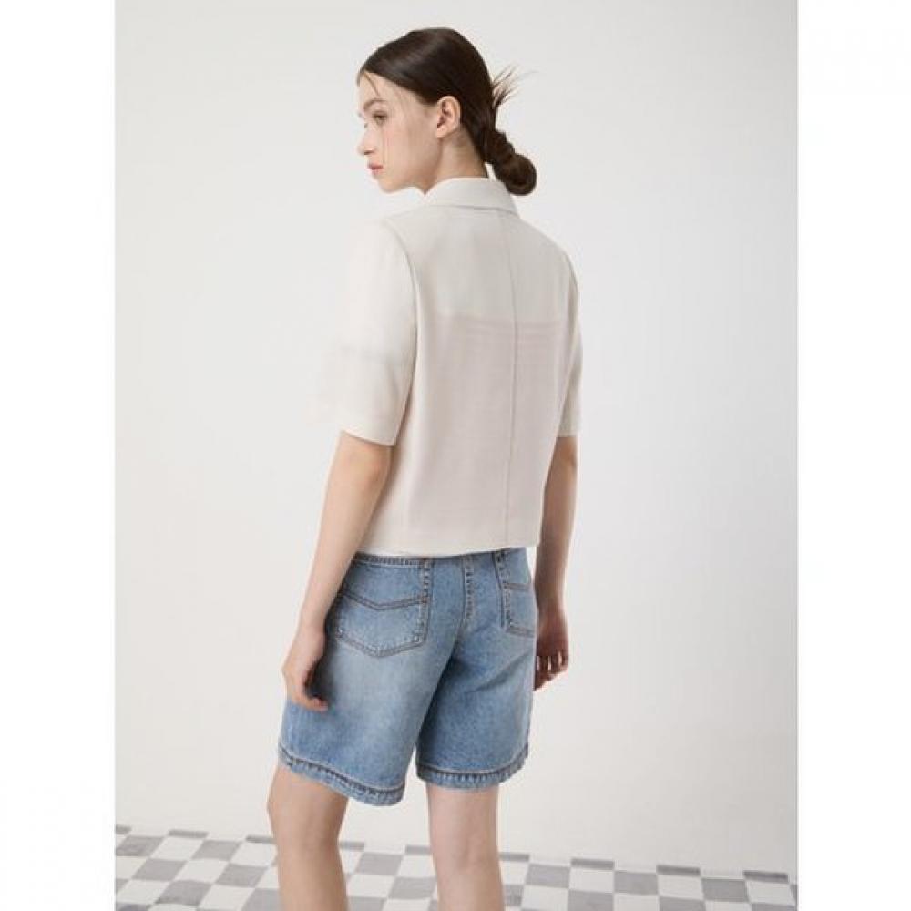 Cc Collect Half Sleeve 3 Button Crop Jacket C252msf142