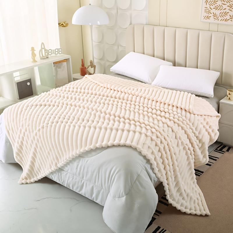 Coperta in Flanella Monocolore Morbida Coperta in Finta Pelliccia di Coniglio Calda Accogliente Copriletto per Divano Letto Viaggio a Quadri
