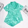 Comfy Silk Feel Short Sleeve Shirt Loose Fit Casual Pajama Set Relaxed Home Sleepwear With Shorts For Women