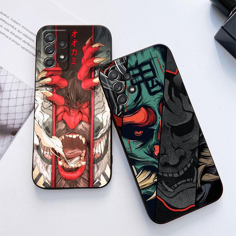 Samurai Ghost Hannya Ukiyo-E Mask Phone Case For Samsung S24 FE S25 Ultra A03 A04 A05 A06 A12 A13 A16 A26 A35 A36 A56 A55 Cover