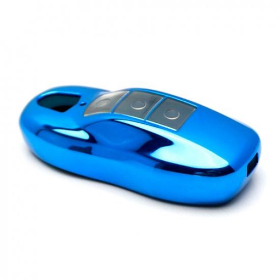 Blue TPU Key Fob Cover Case For Porsche Cayenne Panamera Macan 718  Cayman 911