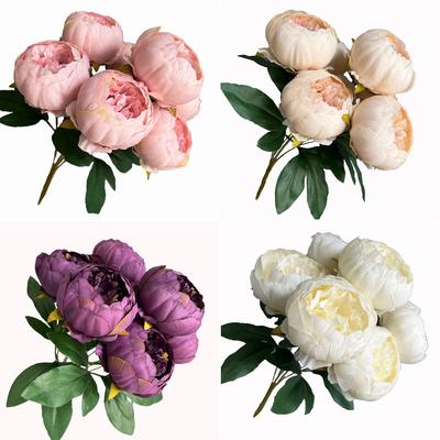 Künstliche Pfingstrose Seidenblumenstrauß Kunstblumenarrangement Vintage Hochzeitsdekoration Heimdeko 1 Bund 7 Köpfe