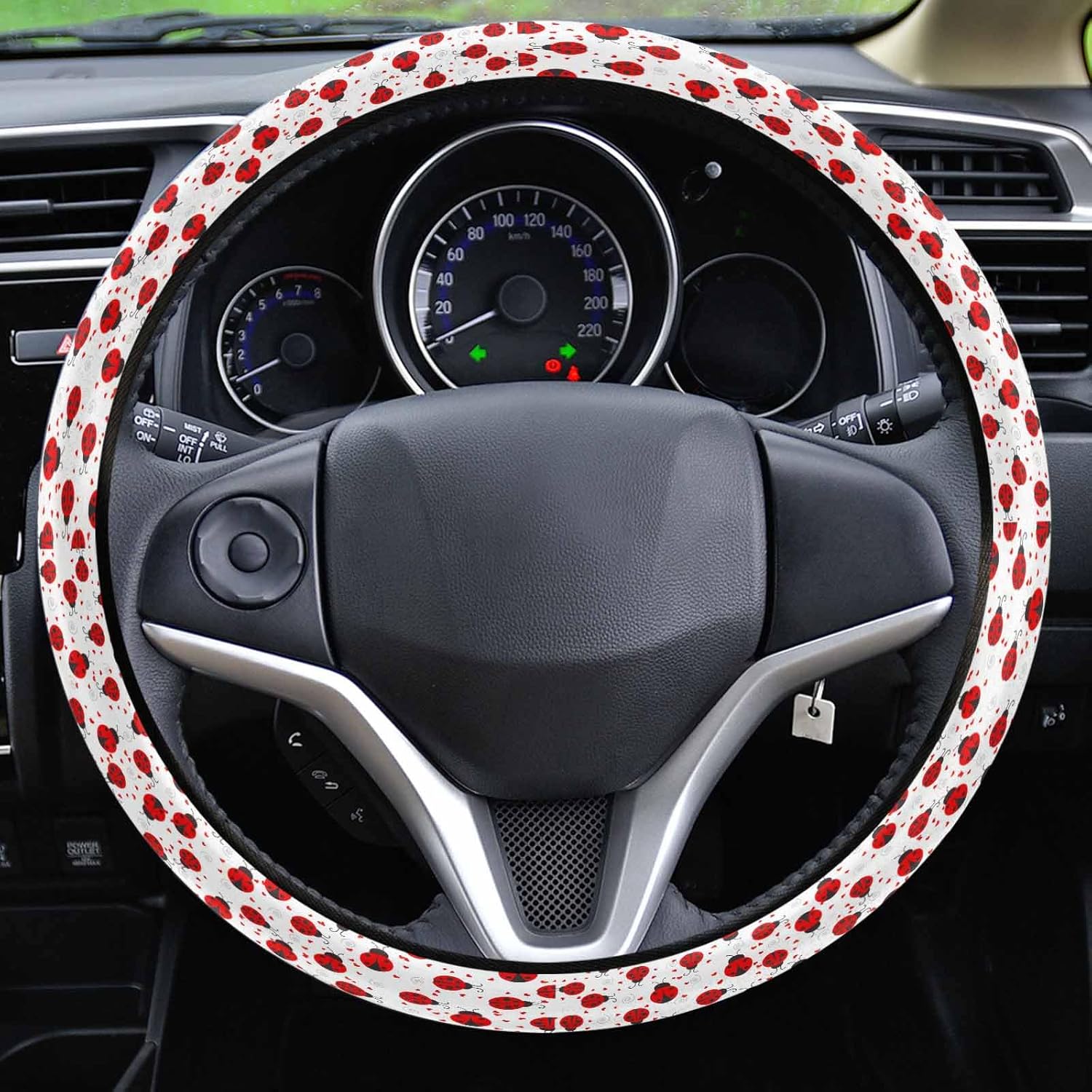

Steering Wheel Covers Coastal Sea Starfish Shell Beach,Elastic Sponge Skidproof Steering Wheel Protective Cover,Car Accessories for 15inch