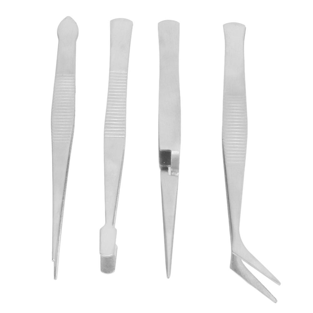 4pcs Flexible Tip Long Tweezers Stainless Steel Beading Tweezers Craft Tweezers  Sewing Applications