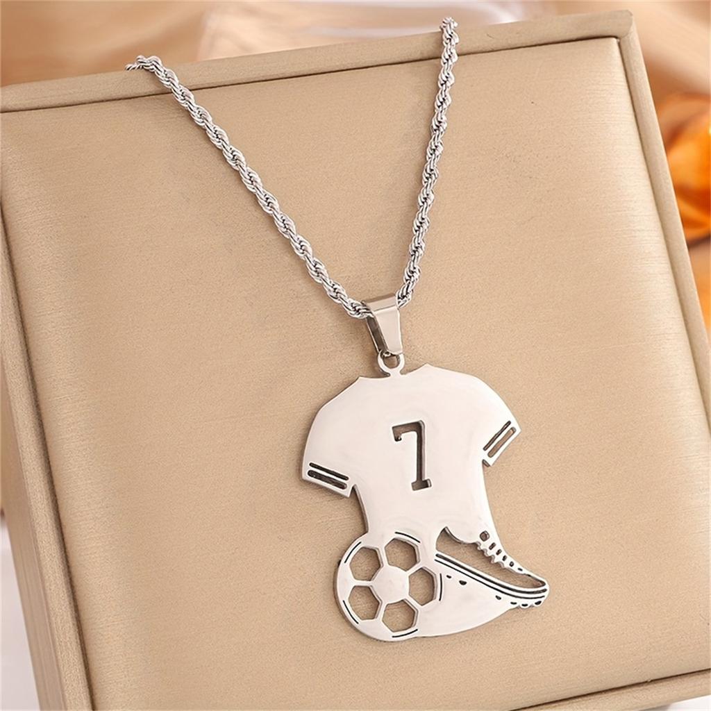 Trendy New Unisex Sports Digital Hollow Football Pendant Necklace
