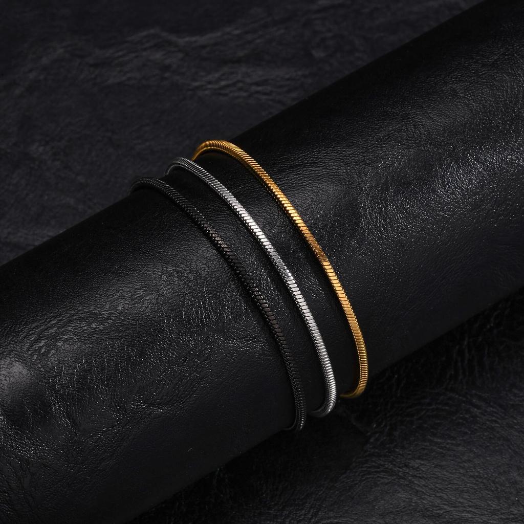 1.7mm Stainless Steel Links Wristband, Stylish Adjustable Unisex Jewelry Square Snake Chain Bracelets for Men Women Accessories