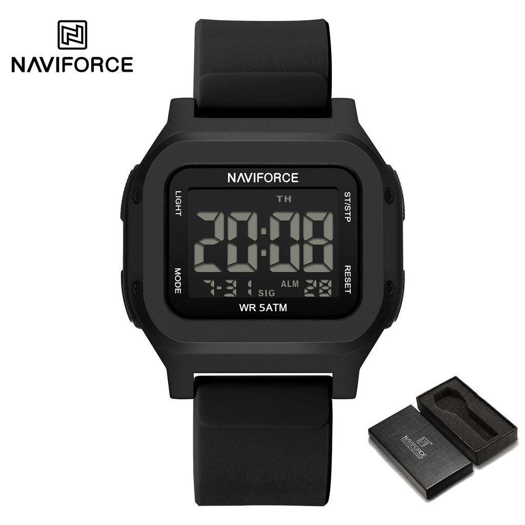 NAVIFORCE Original Men Digital Watch Square Case Silicone Strap Waterproof Calendar Date Chronograph Alarm Men Sports Leisure Watch NF7137
