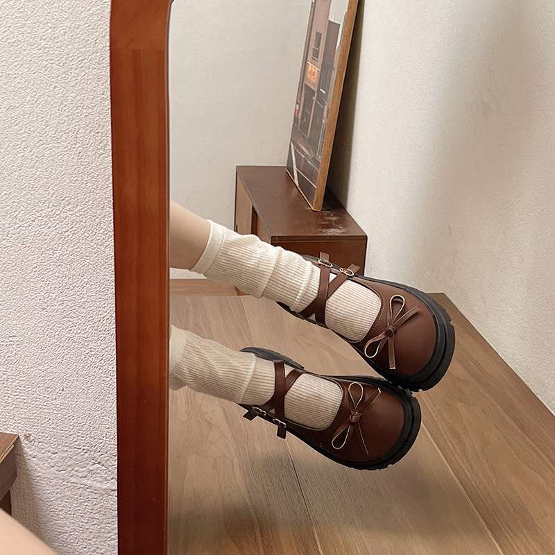 Fashion “Sweet School - Style” Patent - Leather Mary Janes, Double - Strap & Bow Decorated Chunky Heels, Ideal for Daily & JK Outfits