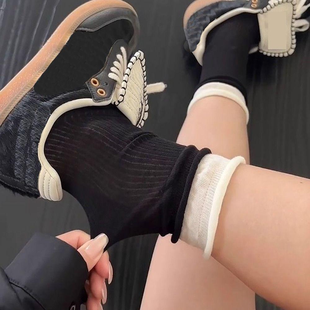 Breathable Long Pile Stocking Cotton Double Ribbed Socks Fashion Mid-tube Socks