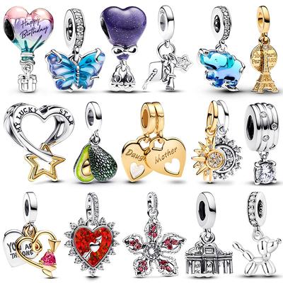 Charms Original Avocado Roségold Herz Dangle Beads Passend für Armbänder Halskette Für Frauen Charm Kupfer Luxus DIY Schmuck