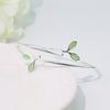 925 Silver Bracelet Bangle Simple Green Leaf Elegant Nature For Woman Girl Fashion Jewelry Gift Dropship