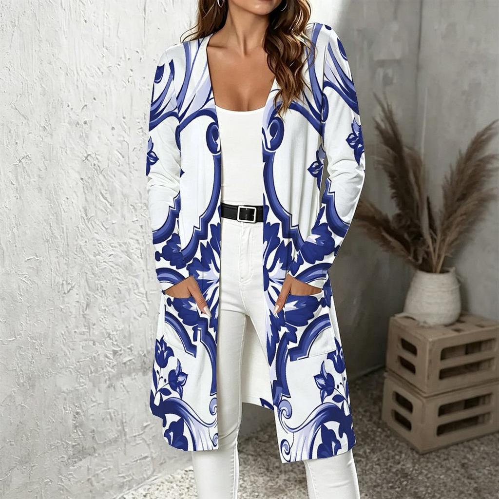 Plus Size Women Long Sleeve Open Front Loose Outerwear Casual Fashion Cardigan