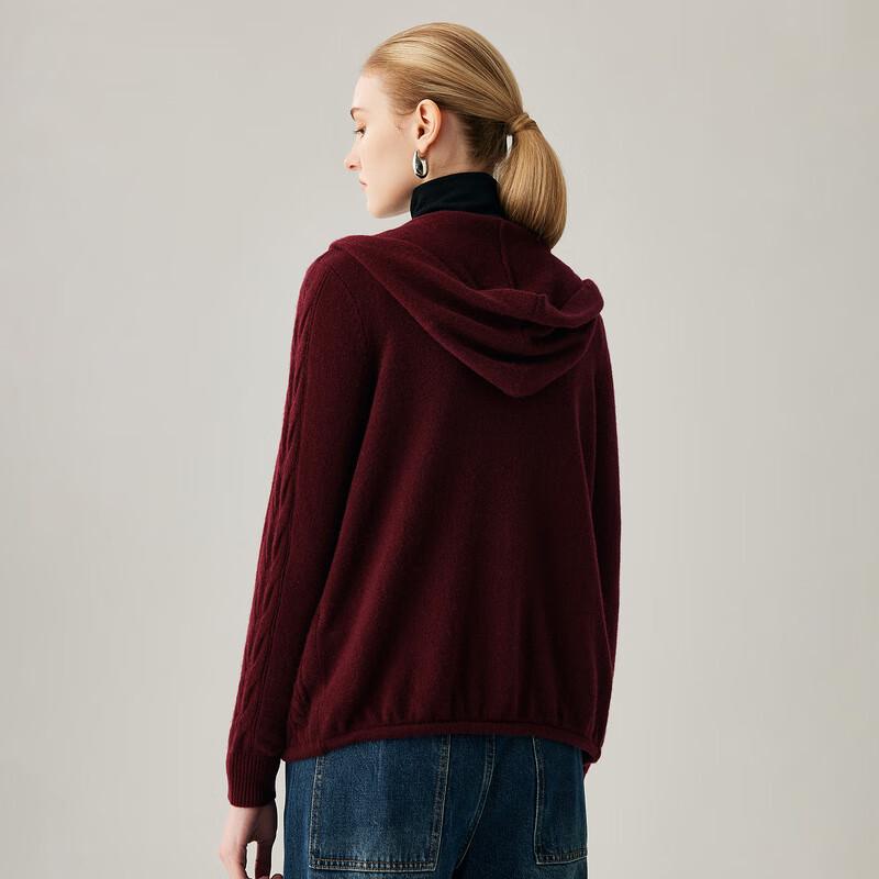 Zhaojun Women's Hooded Thick Cable Knit Cashmere Cardigan