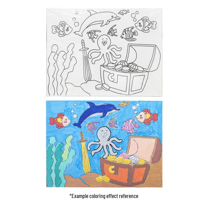 BoYiXuan Wooden Canvas DIY Cartoon Coloring Set for Kids Children s Doodle Drawing Board [14x20]