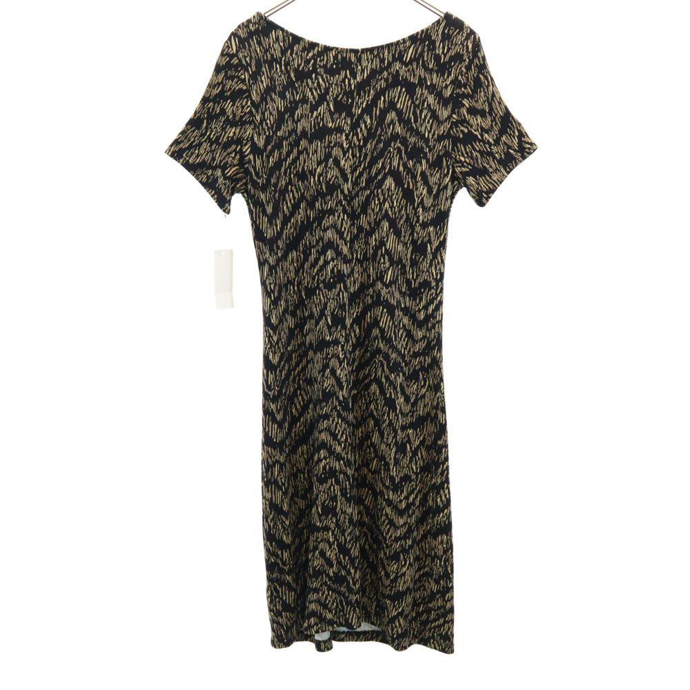 Unused TRAMONTANA Overall Handle Short Sleeve Long Dress L Black Stretch Women Used