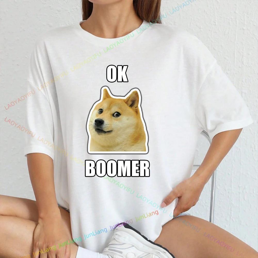 Cheems Dog Short Sleeve Tee OK Boomer Oversized Tshirt Unisex Funny Gifts Mens Clothing Tops Harajuku Top Women Mens Clothes