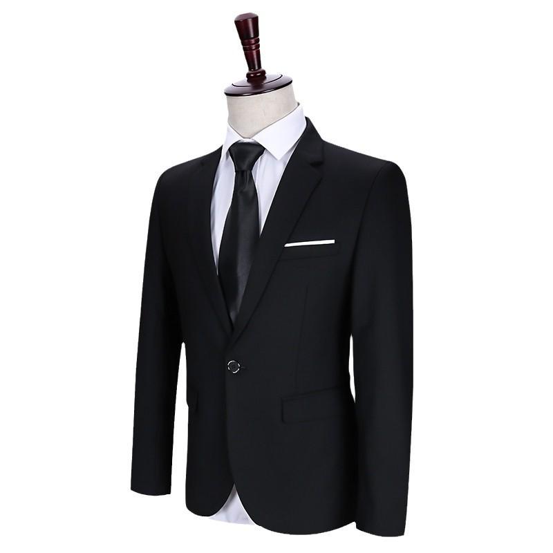 Korean Style Men's Slim Fit Three-Piece Suit - Business, Formal, or Wedding Wear