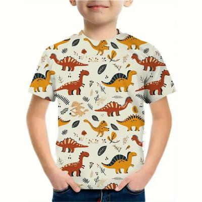 Children's Clothing Cartoon Dinosaur 3D Printing Pattern Children's Men's and Women's Clothing Boys' Outdoor Game T-shirt