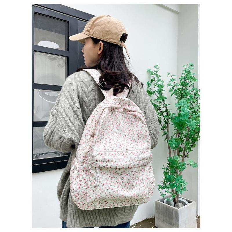 School Bag For Girls College Style Small Floral Print Backpack Printed Middle School Student Backpack