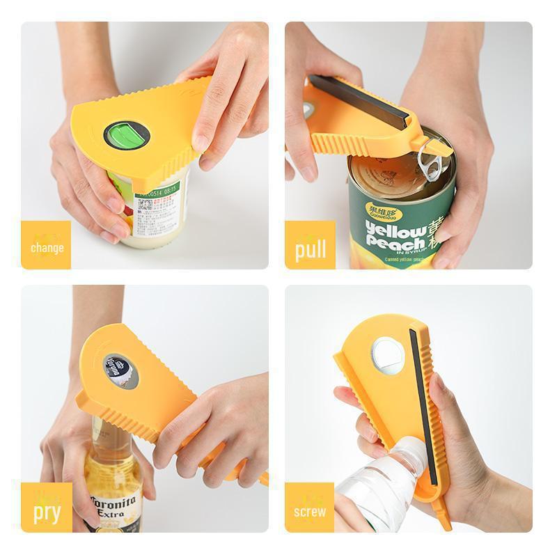 Multifunktionaler Flaschenöffner: Deckel- & Dosenöffner, Drehwerkzeug, Flaschenöffner, Magnet, Großdurchmesser-Öffner.