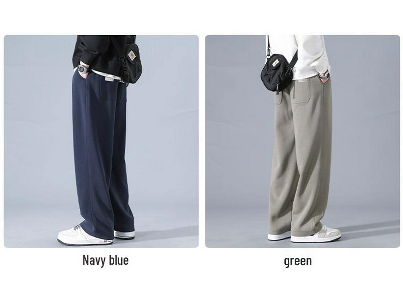 Men's American Velvet-Lined Wide-Leg Heavyweight Sweatpants for Autumn/Winter