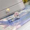 Elegant Pink Zircon Bow Drop Ring - Versatile Micro-Inlaid Full Diamond, Open Design